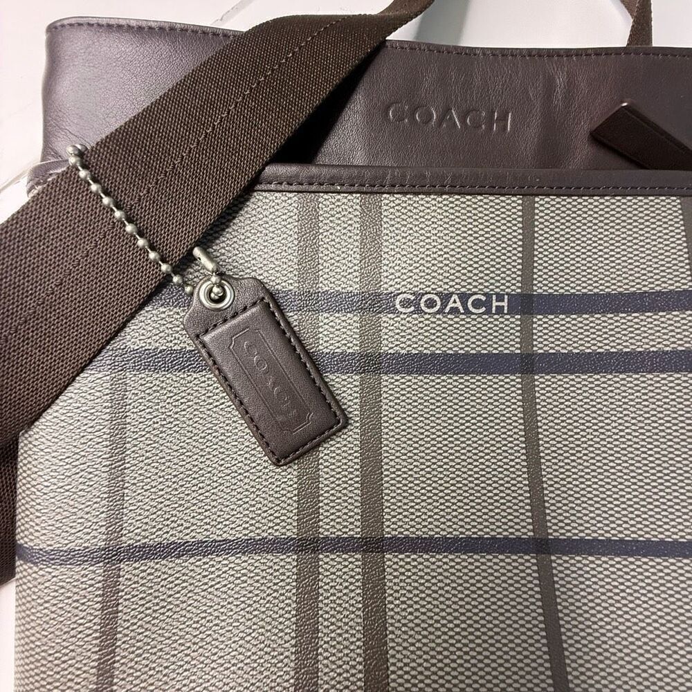 Coach Plaid Trans Atlantic Leather Messenger Bag F70751 Leather Trim, Crossbody, - Picture 6 of 13